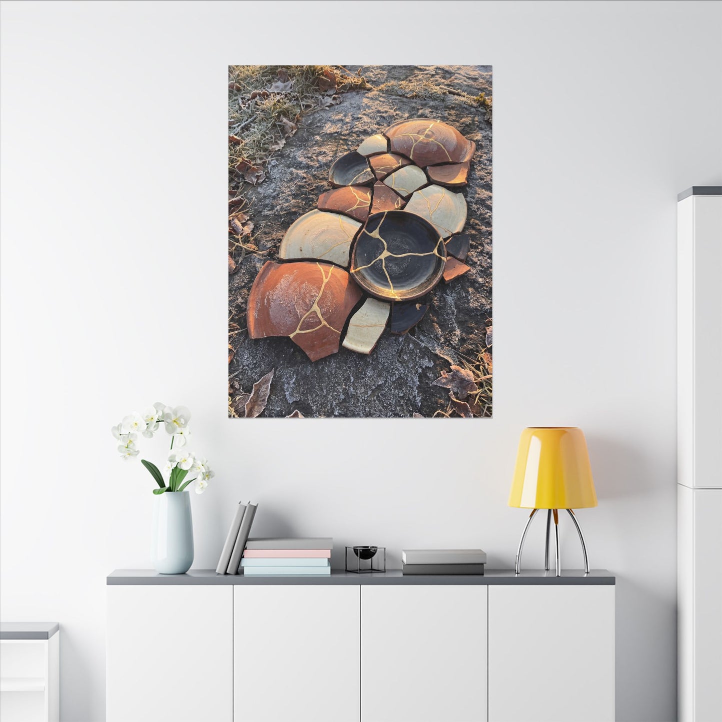Winter Broken Pottery Gold Vein Canvas Art | Beautiful Decor
