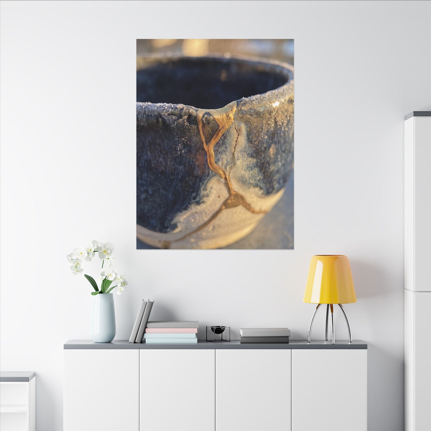 Winter Ceramic Bowl Gold Vein Canvas Art | Healing Decor