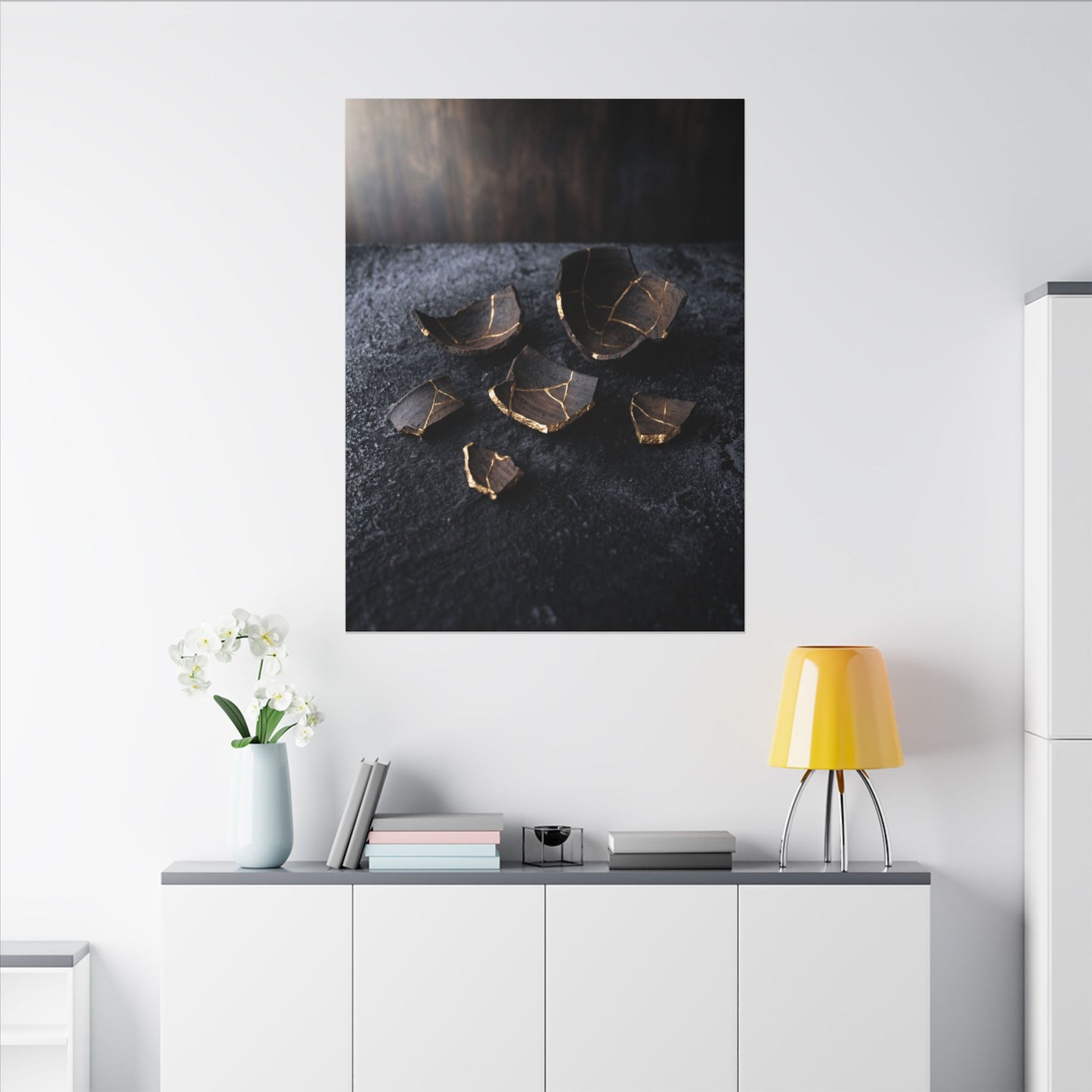 Winter Broken Pottery Shadow Zen Canvas Art | Bold Decor