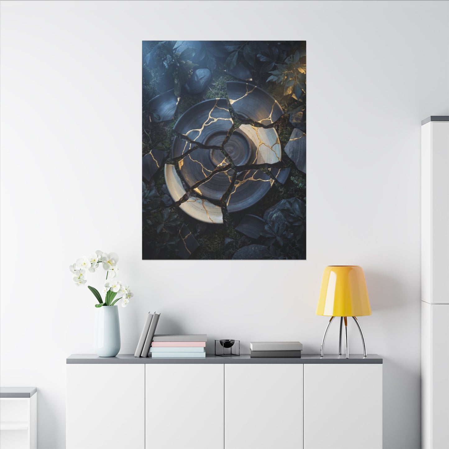 Resilient Broken Pottery Canvas Art - Gold Vein Kintsugi