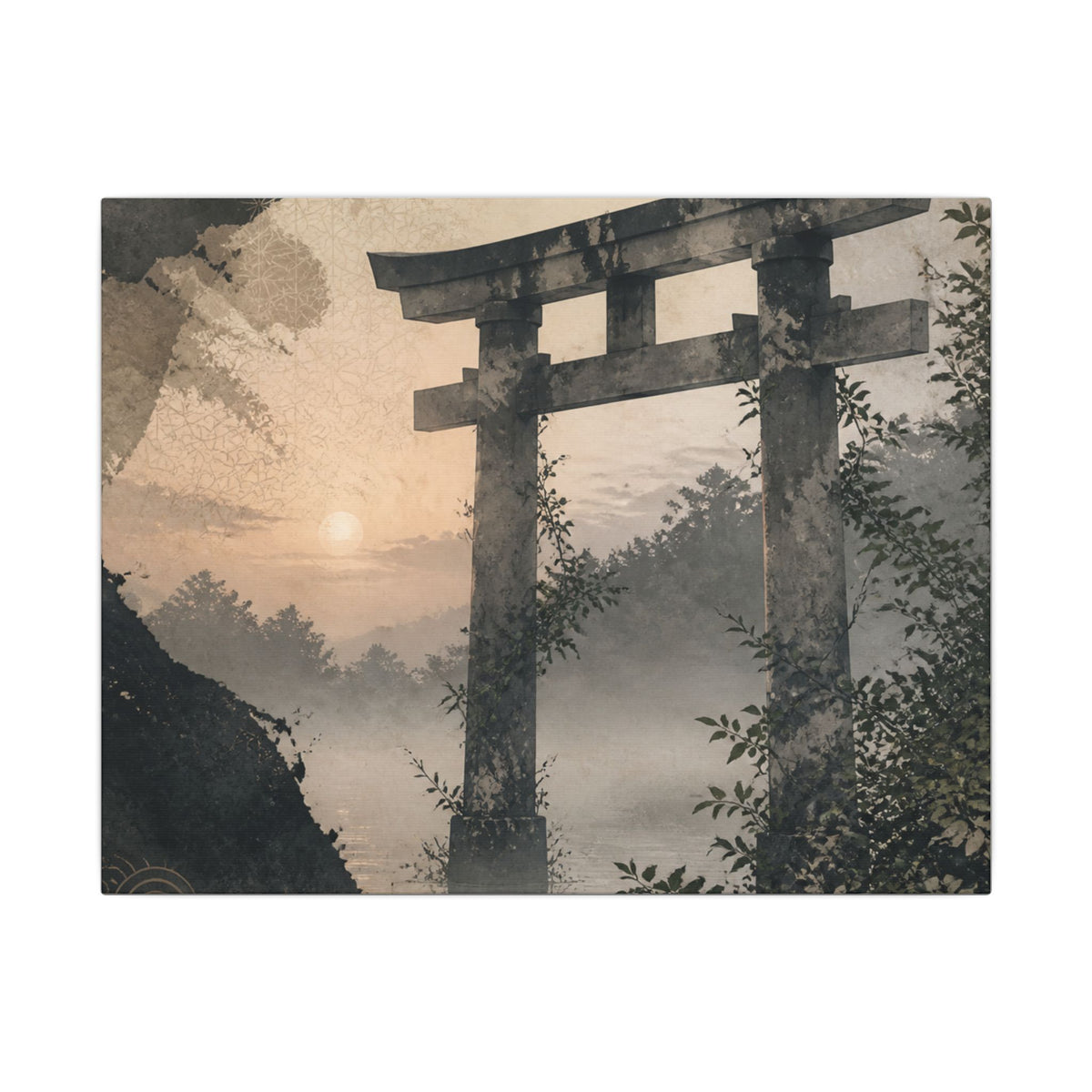 Torii Gate Japanese Pattern Canvas Art | Cozy Japandi Art