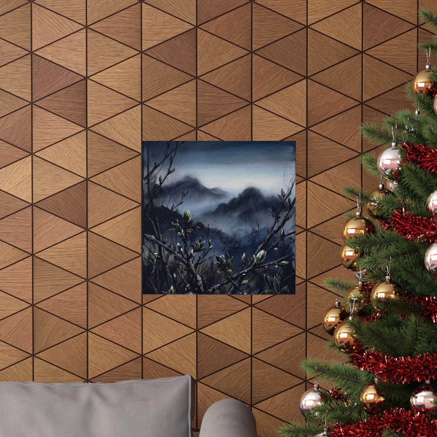 Mountain Mist Wall Art Print | Spring Dark Japandi Dark Texture Art