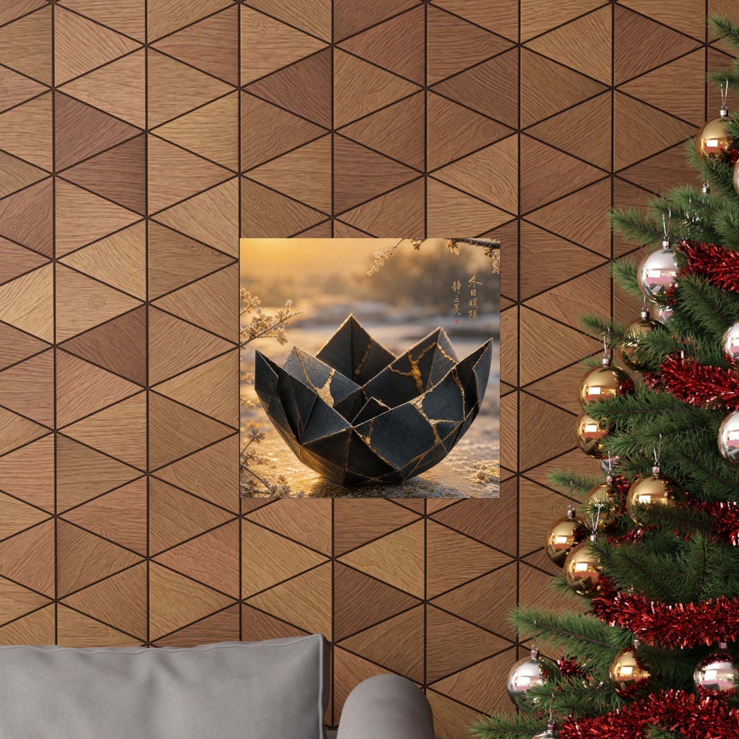 Paper Fold Gold Repair Wall Art Print | Resilient Kintsugi Art