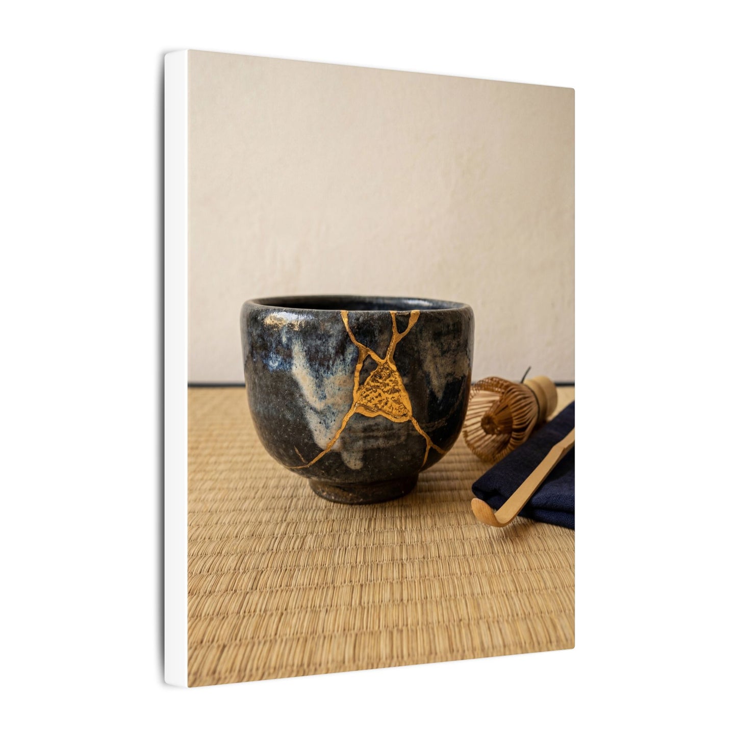 Kanso Tea Ceremony Canvas Art - Kintsugi Gold Vein