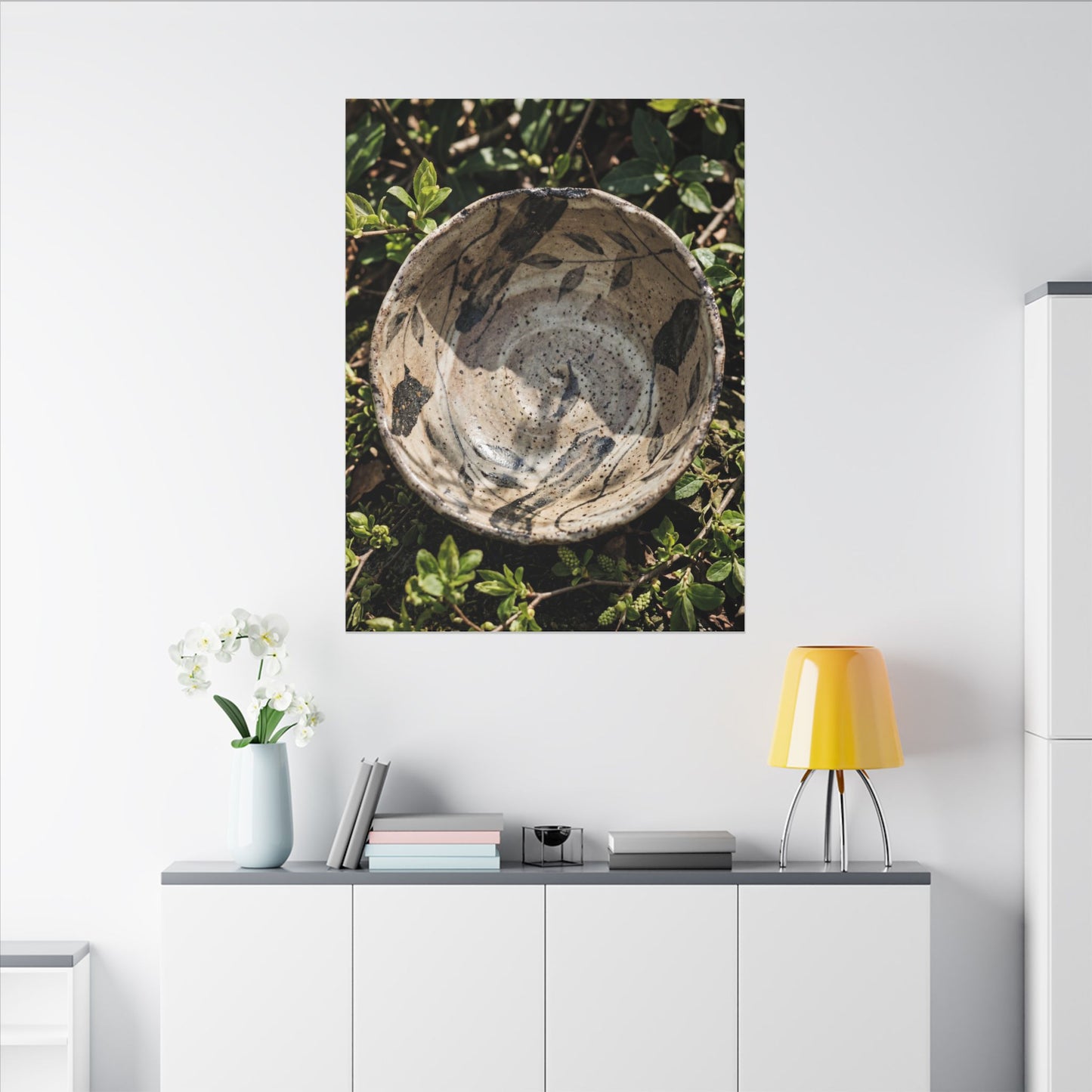 Elegant Ceramic Bowl Canvas Art - Japanese Pattern Japandi