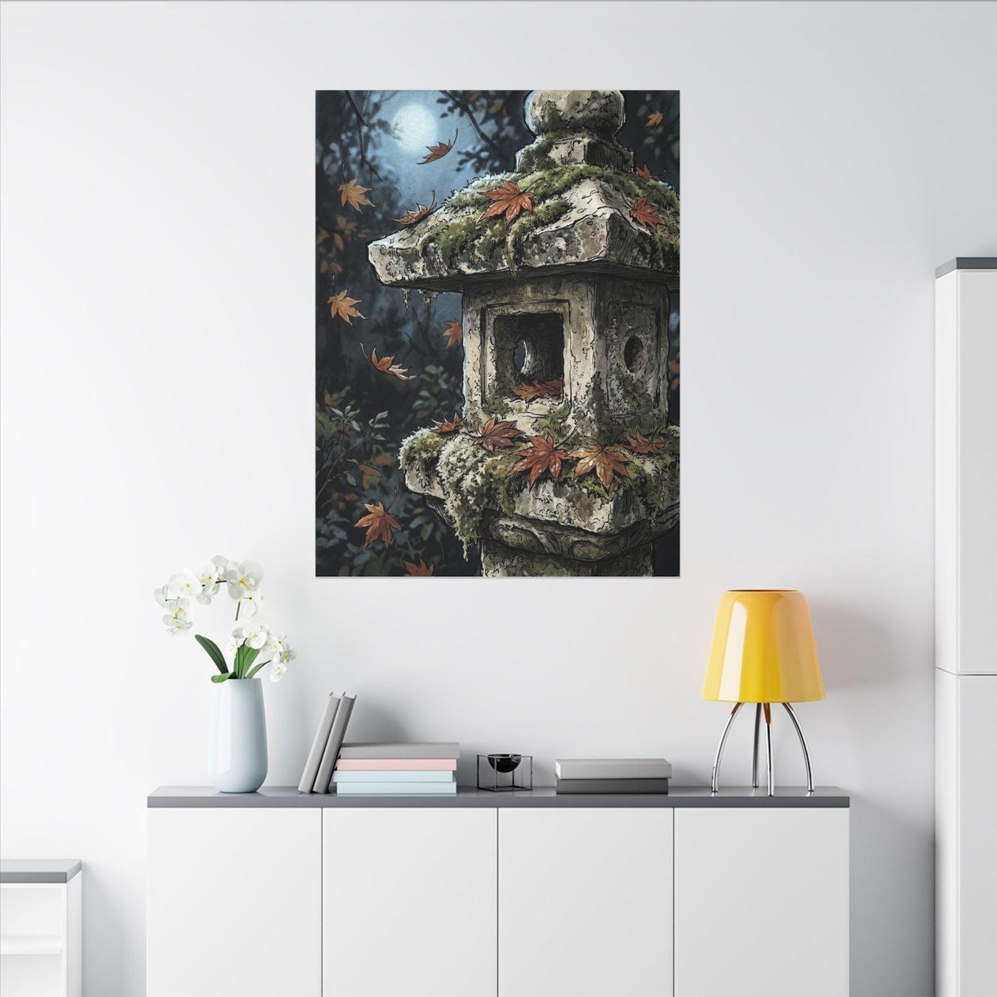 Shibui Stone Lantern Canvas Art - Japandi Minimal Line