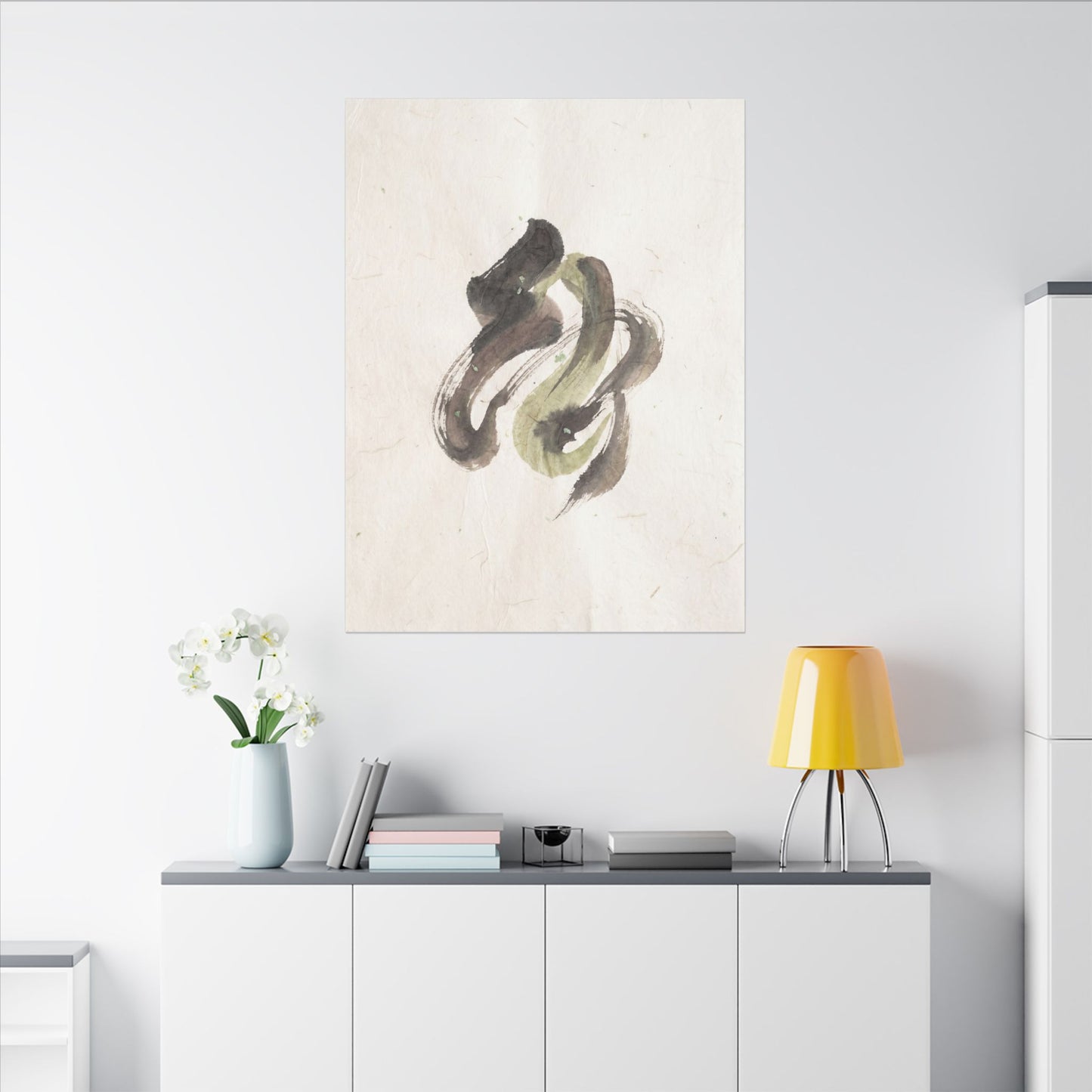 Ink Brushstroke Canvas Art | Spring Japandi Japanese Pattern Art