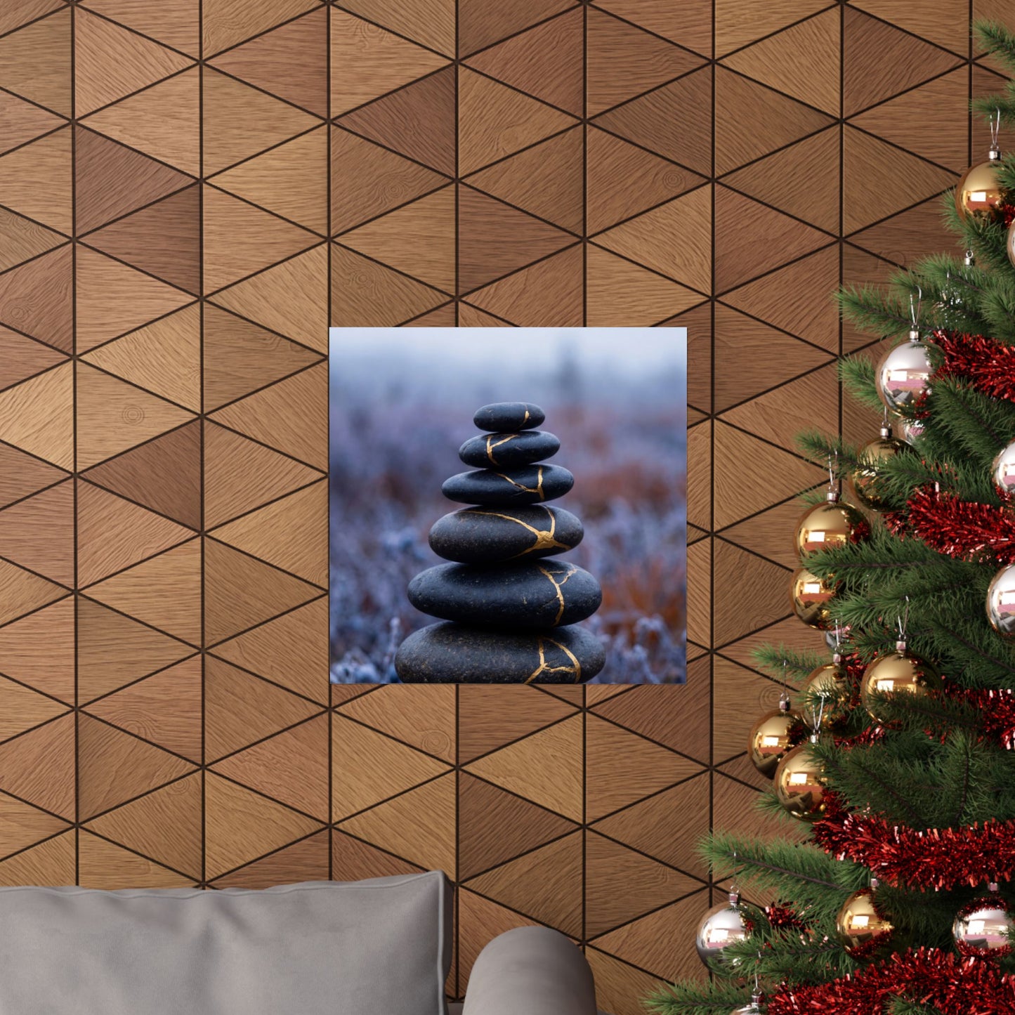 Kintsugi River Stones in Overcast | Broken Beauty Wall Art Print