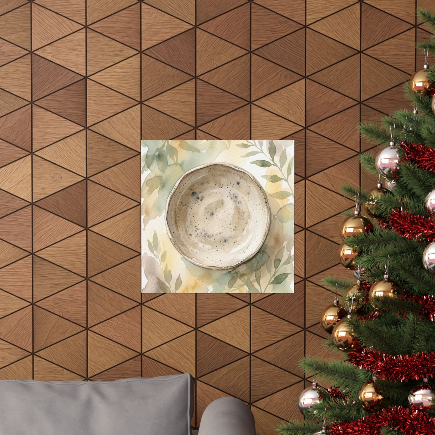 Elegant Ceramic Bowl Wall Art Print - Watercolor Japandi