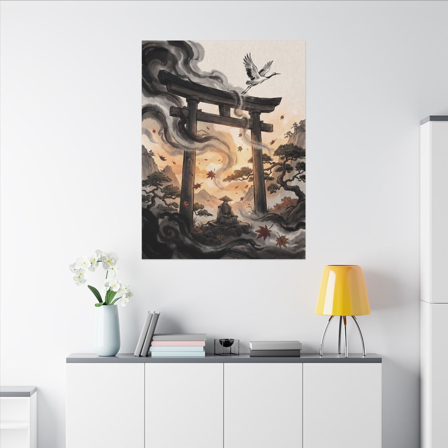 Torii Gate Ukiyo E Inspired Canvas Art | Serene Zen Art