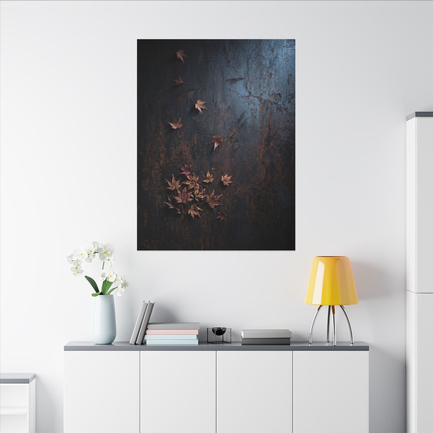Moonlight Rust Patina Canvas Art - Dark Japandi Mono No Aware