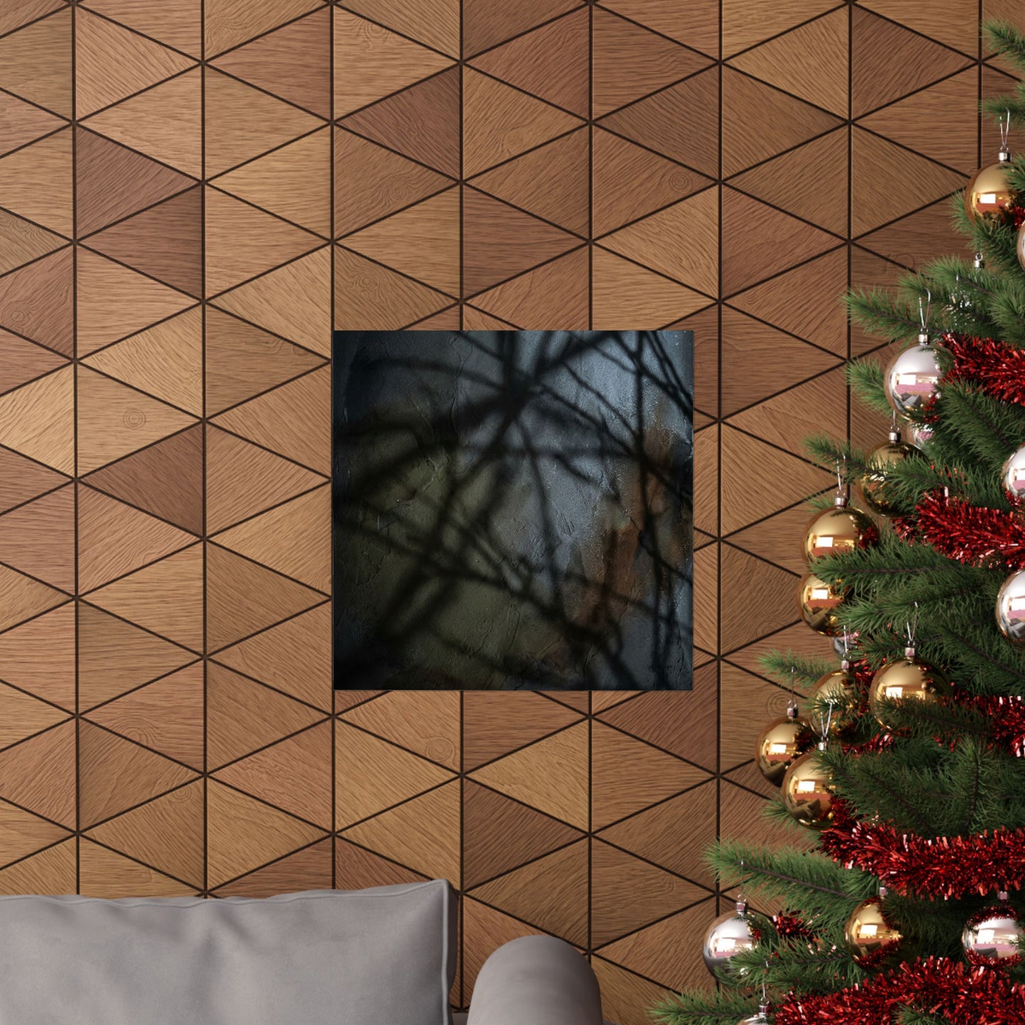 Shadow Play Wall Art Print | Winter Dark Japandi Dark Texture Art