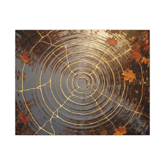 Artful Water Ripple Canvas Art - Gold Vein Kintsugi Art Print