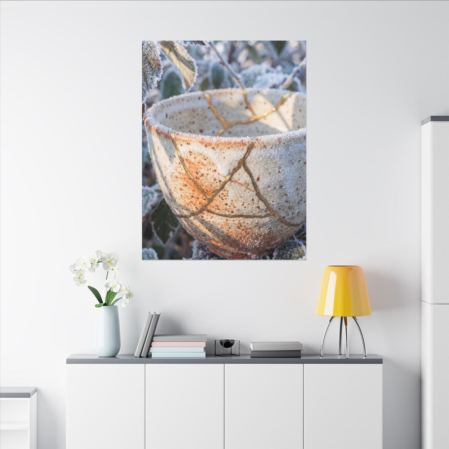 Resilient Ceramic Bowl Canvas Art - Gold Vein Kintsugi
