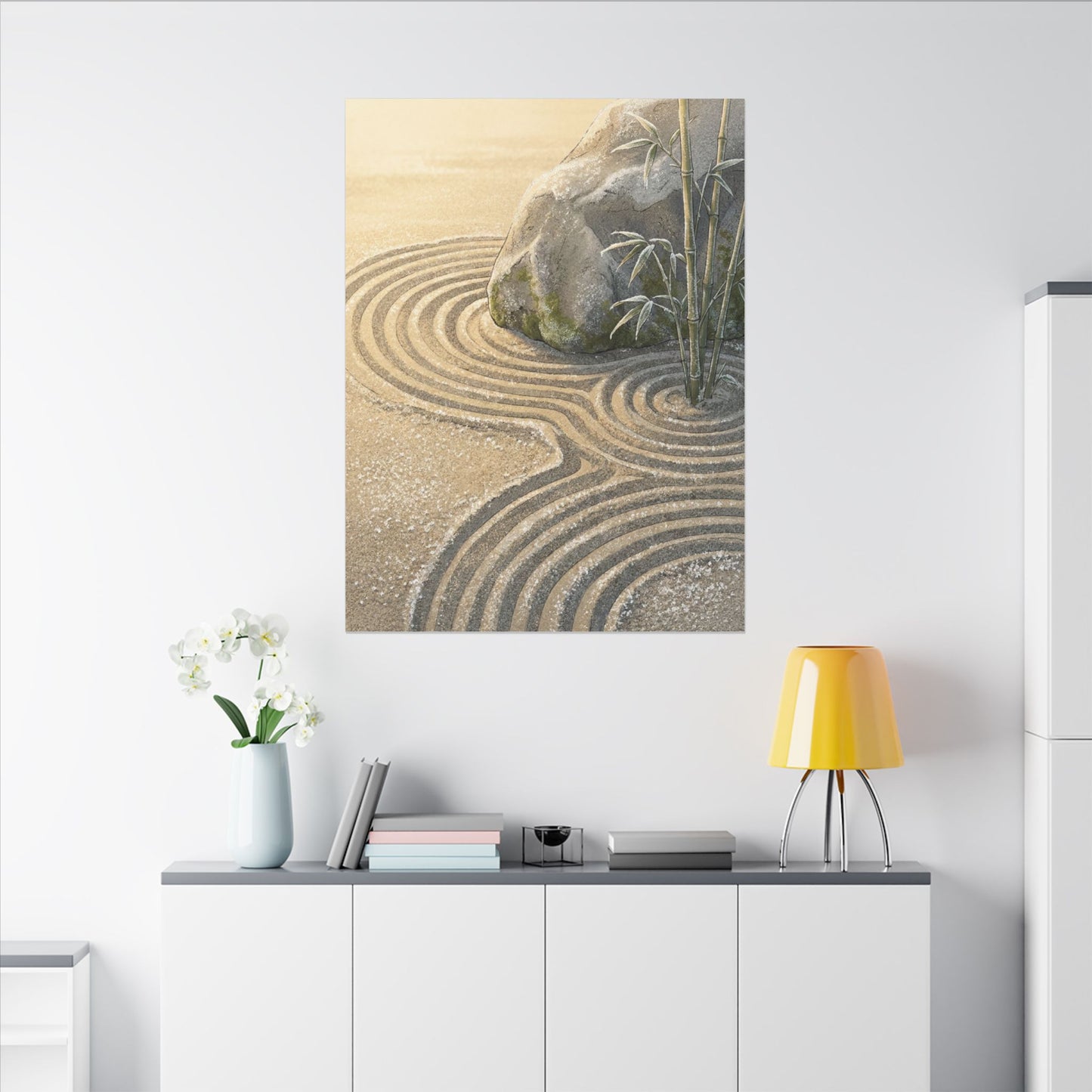 Rock Garden Winter Canvas Art | Zen Peaceful Design