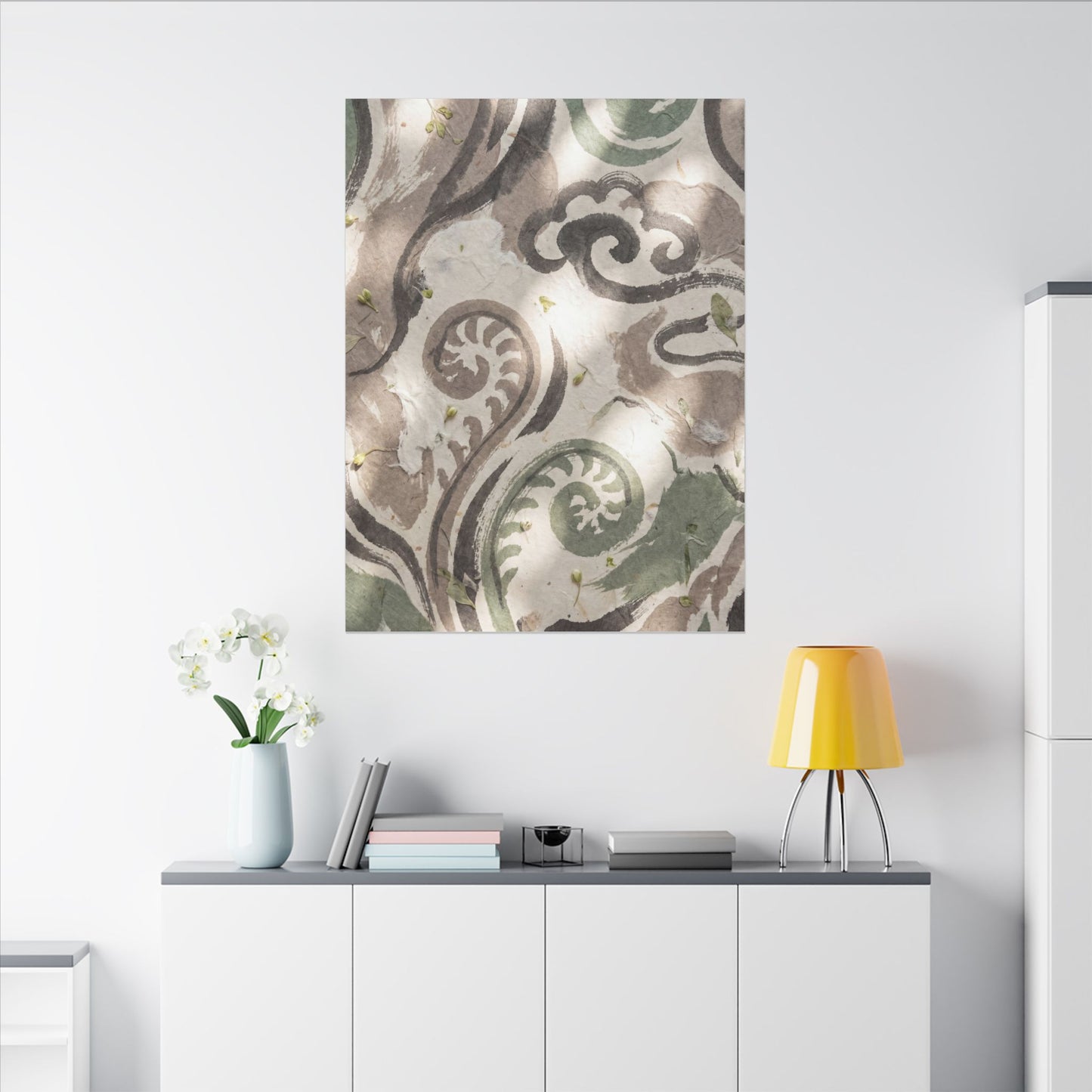 Dappled Ink Brushstroke Canvas Art - Japandi Ma