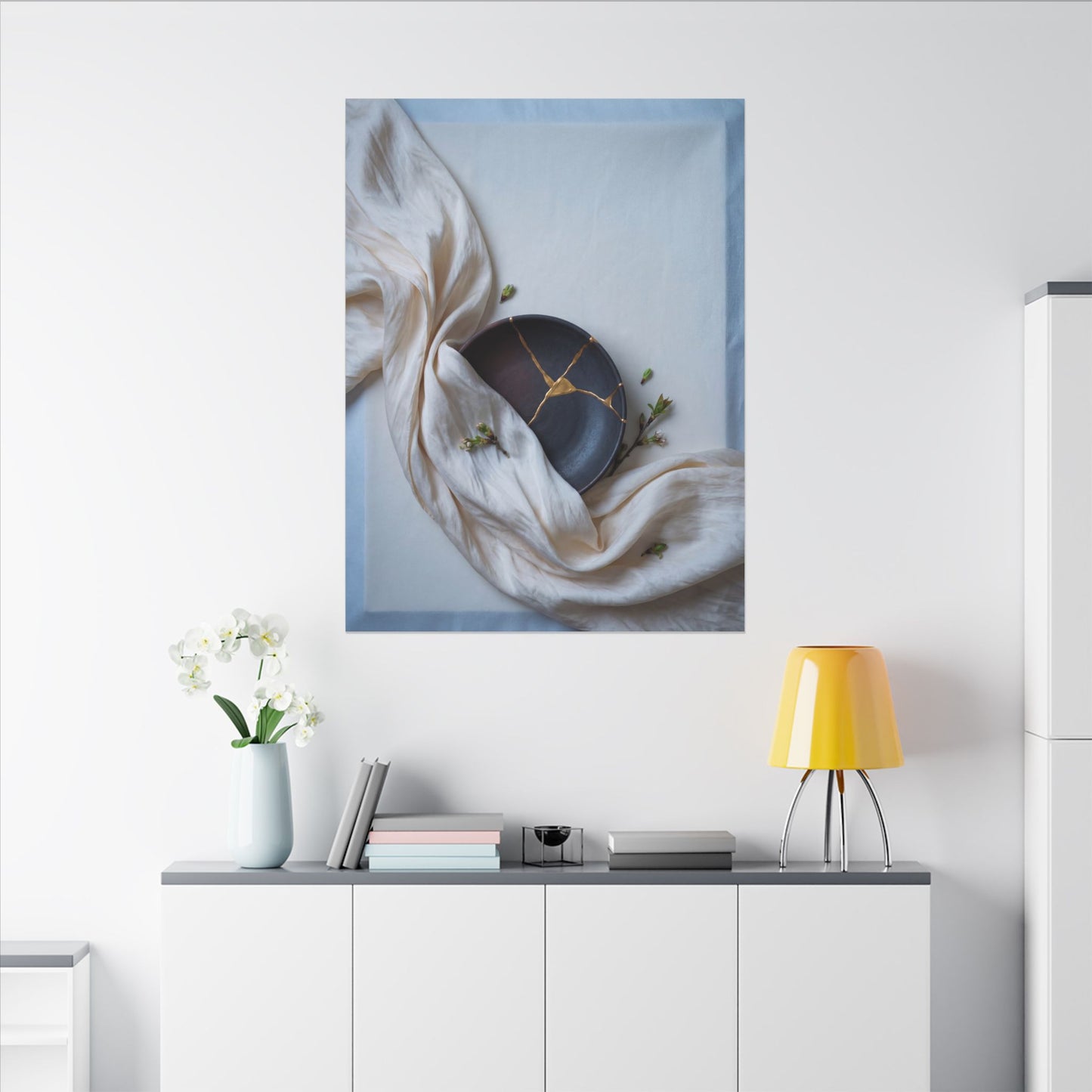 Ma Silk Drape Canvas Art - Kintsugi Gold Repair