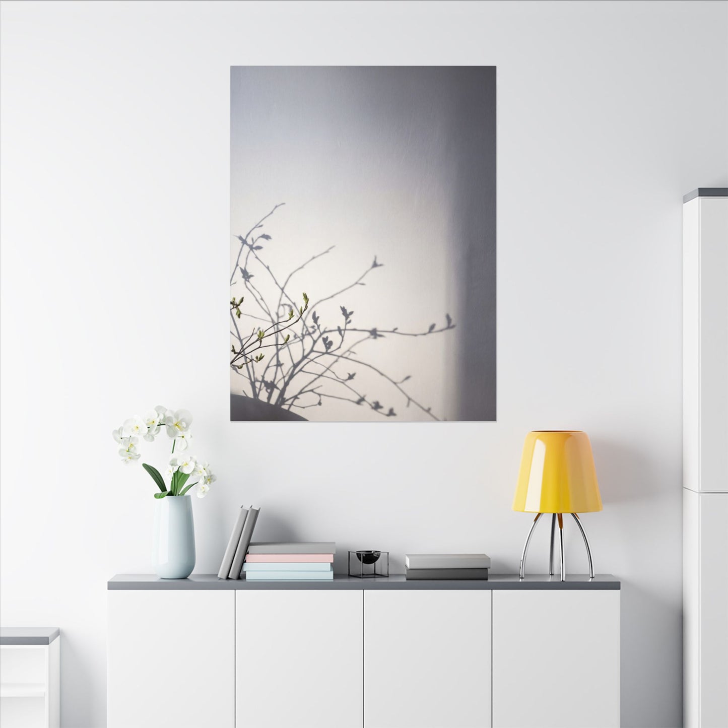Japandi Shadow Play in Dawn | Japanese Pattern Canvas Art