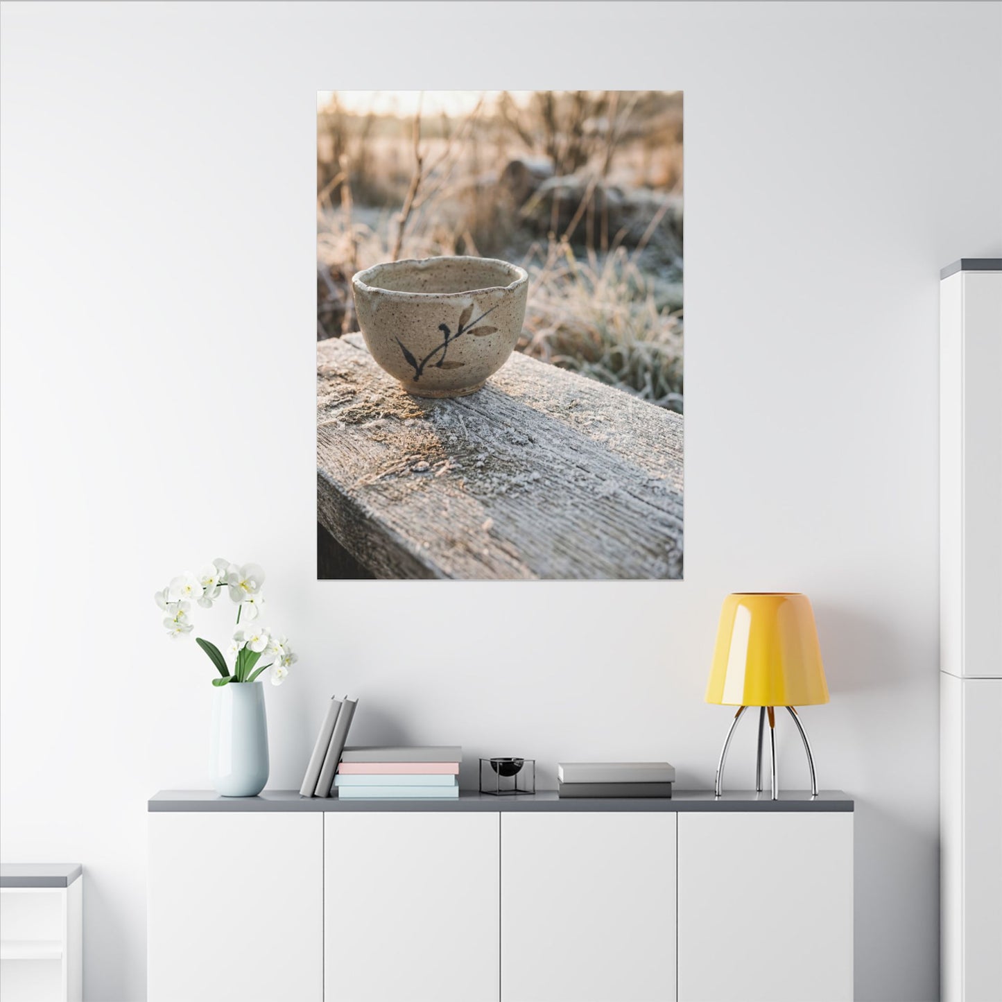 Golden Hour Ceramic Bowl Canvas Art - Japandi Ma