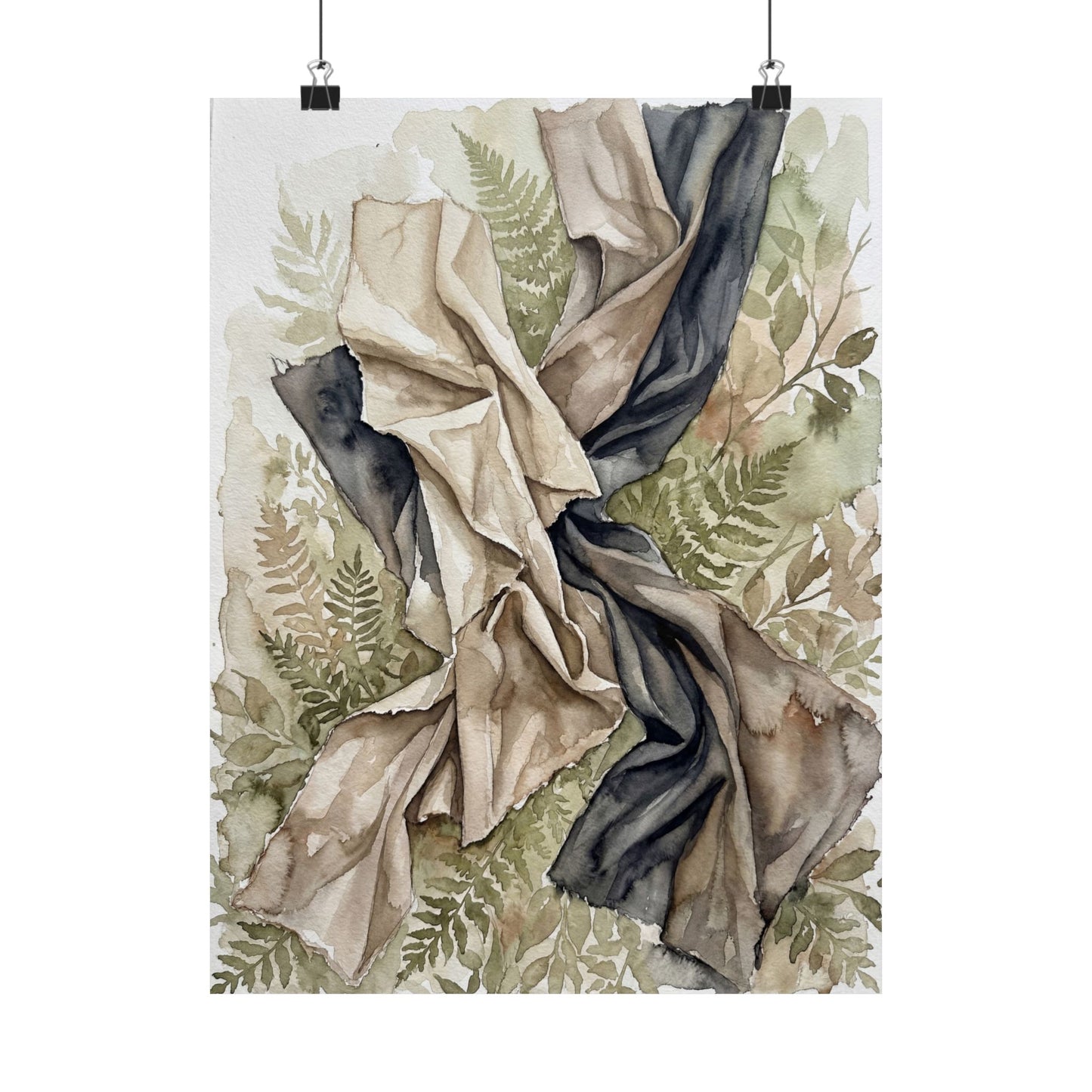 Kanso Silk Drape Wall Art Print - Japandi Watercolor