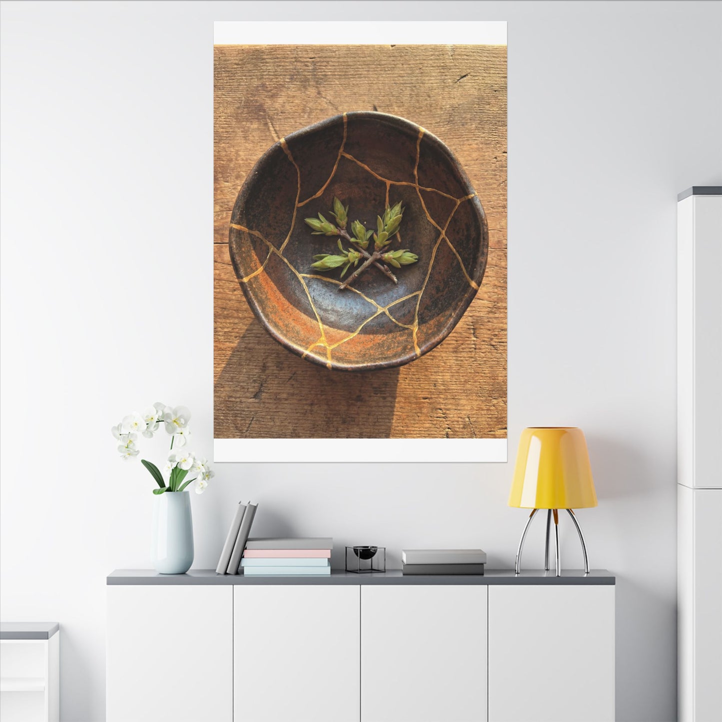 Ceramic Bowl Gold Repair Canvas Art | Resilient Kintsugi Art