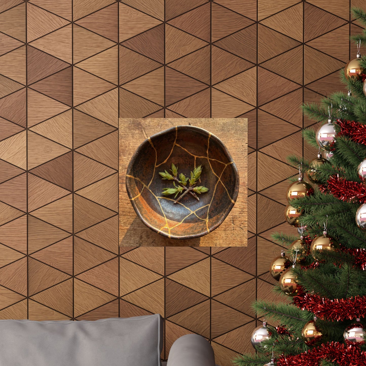 Golden Hour Ceramic Bowl Wall Art Print - Kintsugi Datsuzoku