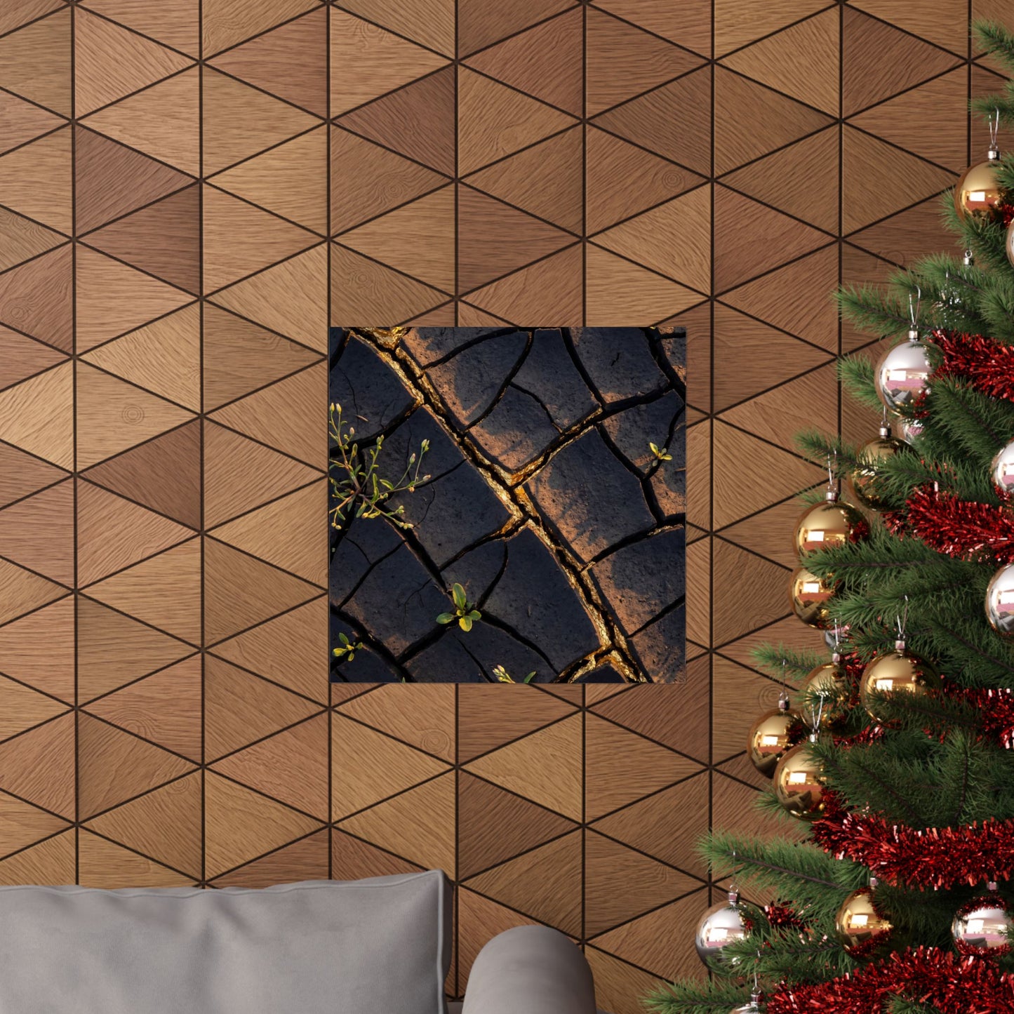 Cracked Earth Gold Vein Wall Art Print | Philosophical Kintsugi Art