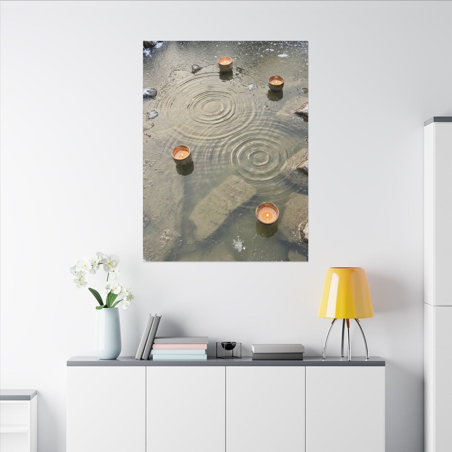 Water Ripple Canvas Art | Winter Japandi Japanese Pattern Art
