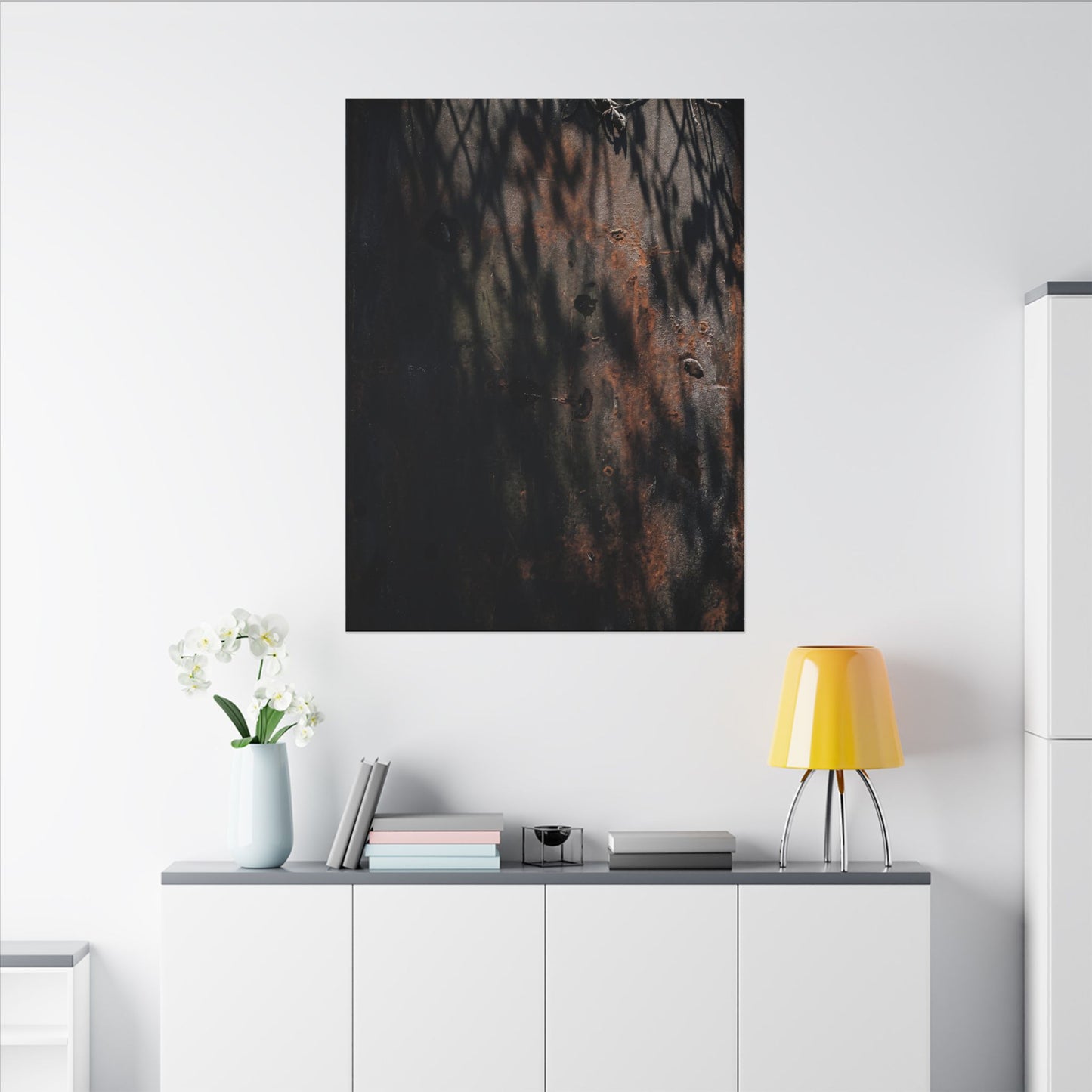 Rust Patina Shadow Zen Canvas Art | Luxurious Dark Japandi Art