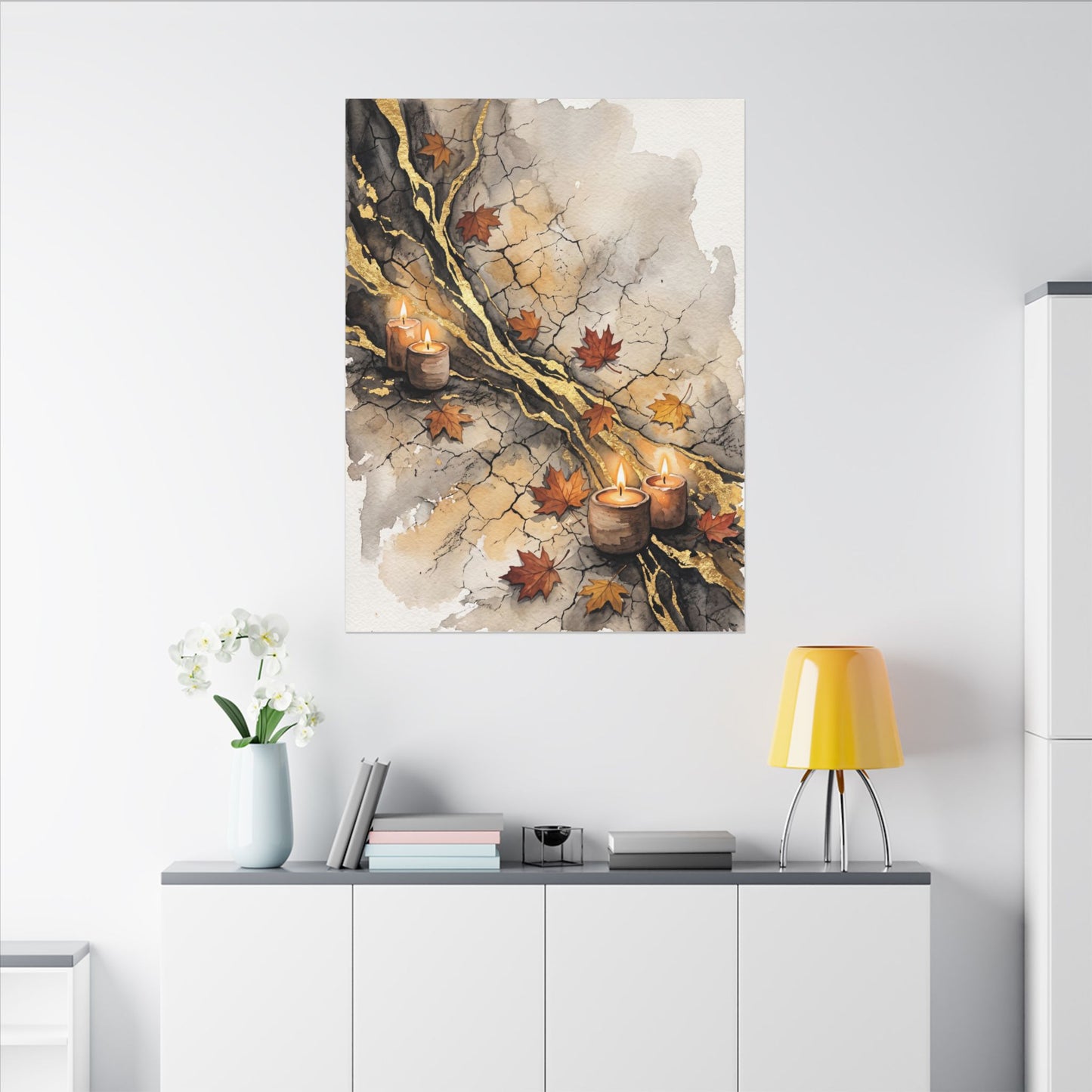Cracked Earth Autumn Canvas Art | Japandi Warm Design