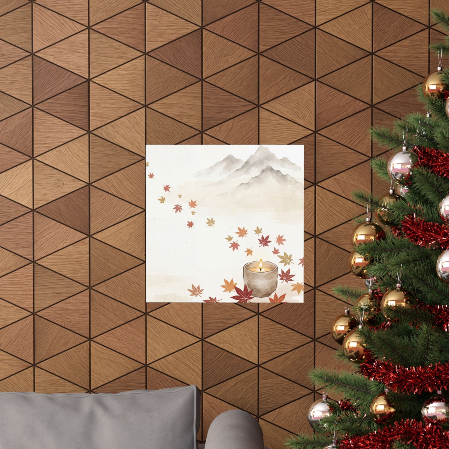 Mountain Mist Wall Art Print | Autumn Japandi Japanese Pattern Art