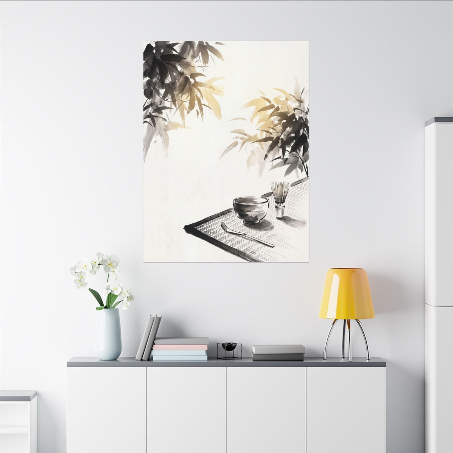 Tea Ceremony Sumi E Canvas Art | Serene Zen Art