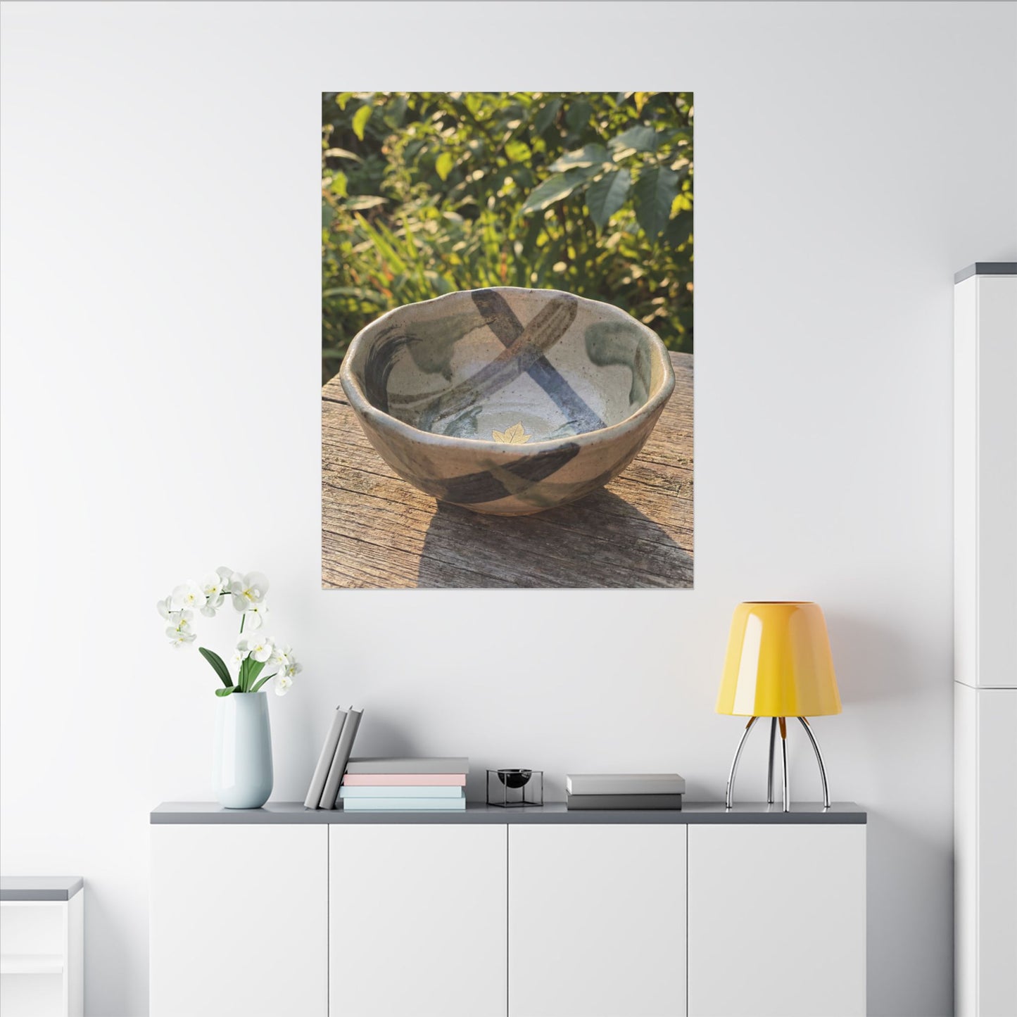 Earthy Ceramic Bowl Canvas Art - Japanese Pattern Japandi