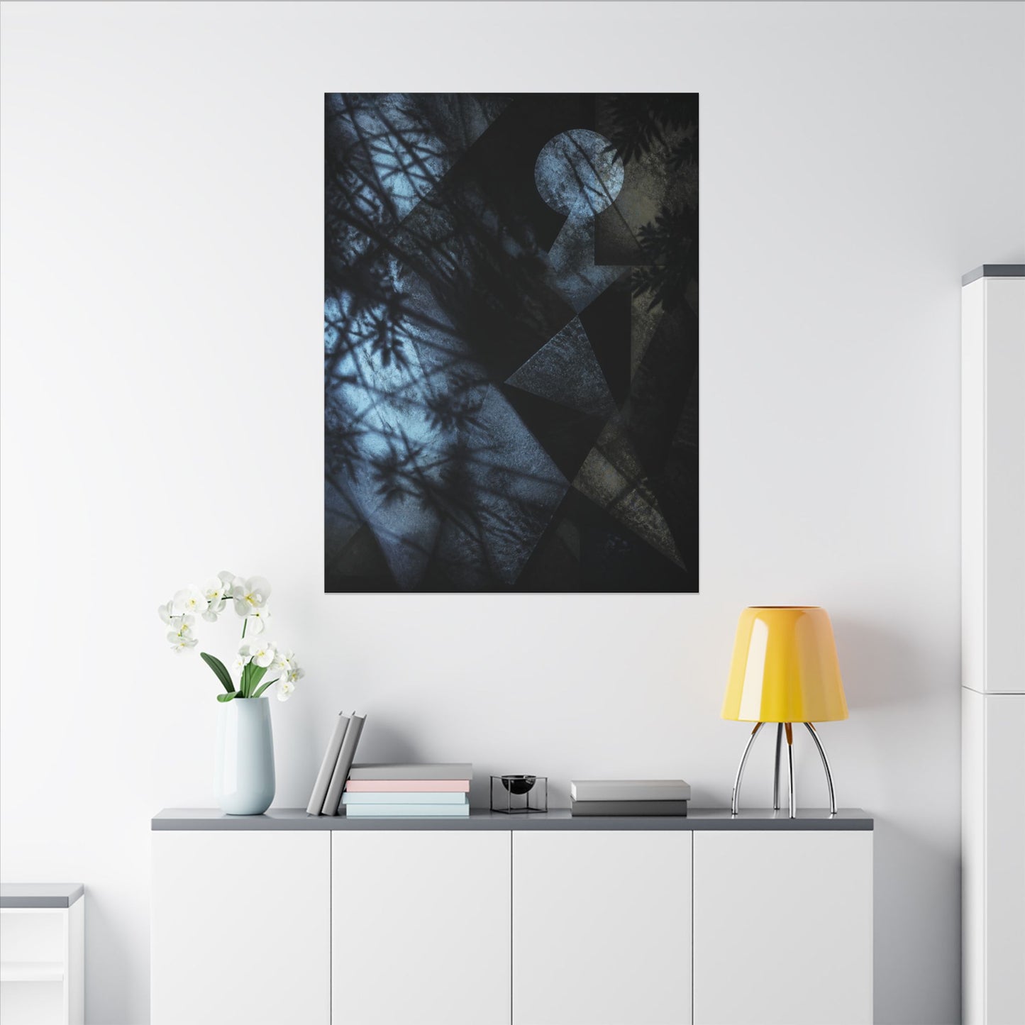 Shadow Play Winter Canvas Art | Dark Japandi Luxurious Design