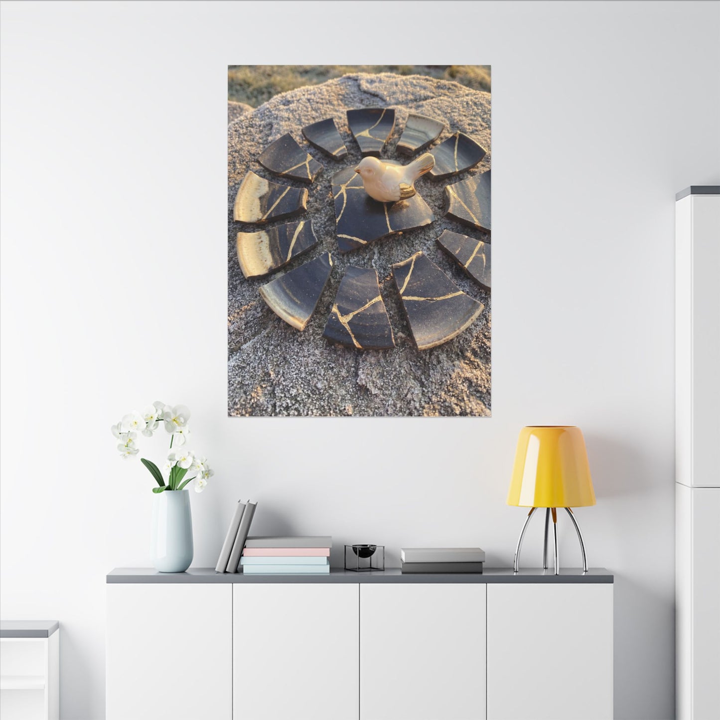 Golden Hour Broken Pottery Canvas Art - Kintsugi Datsuzoku