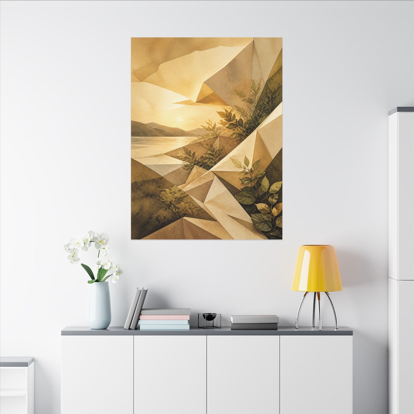 Golden Hour Paper Fold Canvas Art - Japandi Ma