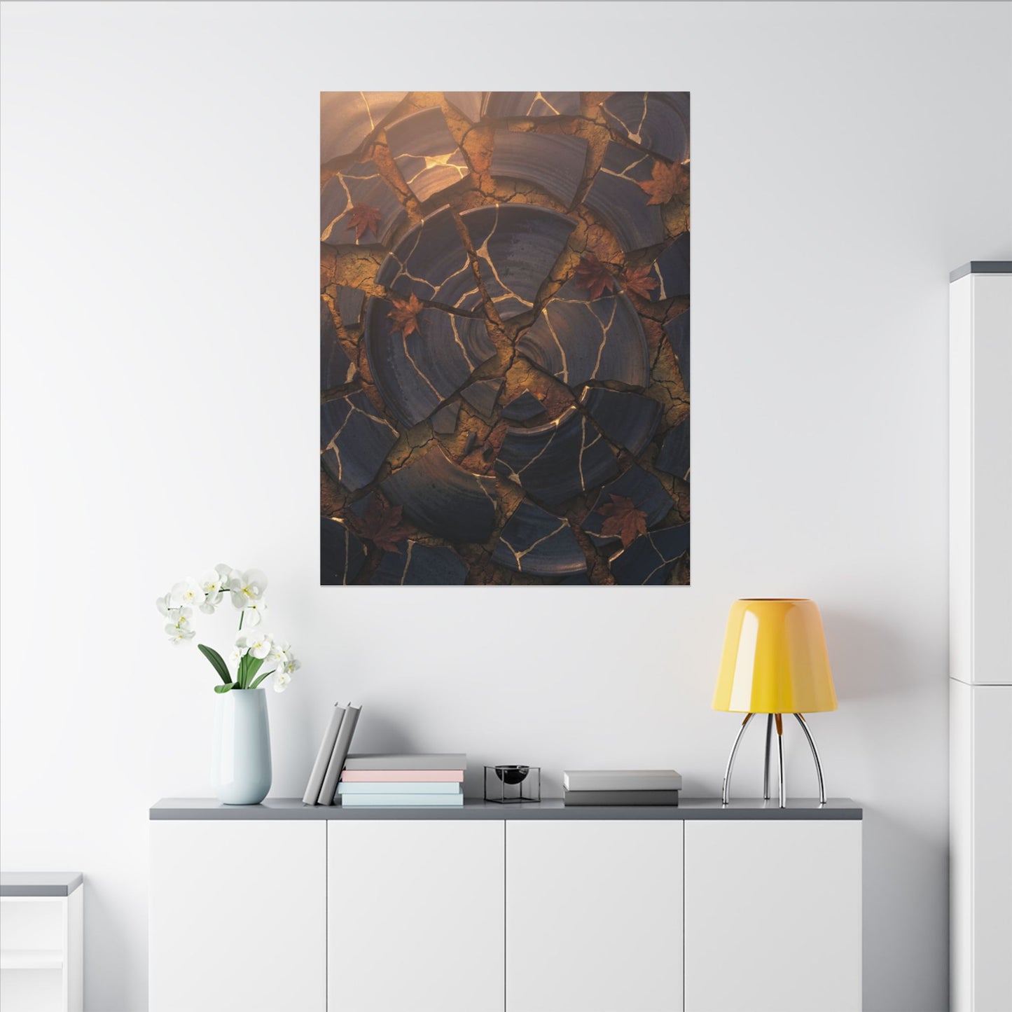 Autumn Cracked Earth Gold Repair Canvas Art | Philosophical Decor