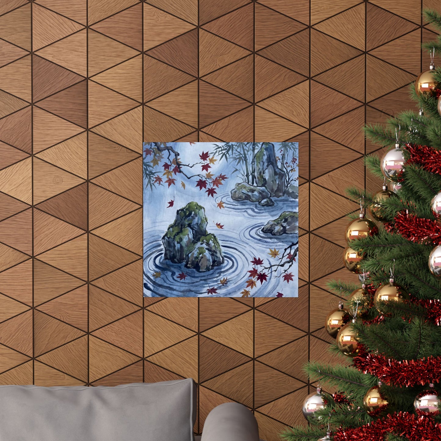 Rock Garden Sumi E Wall Art Print | Peaceful Zen Art
