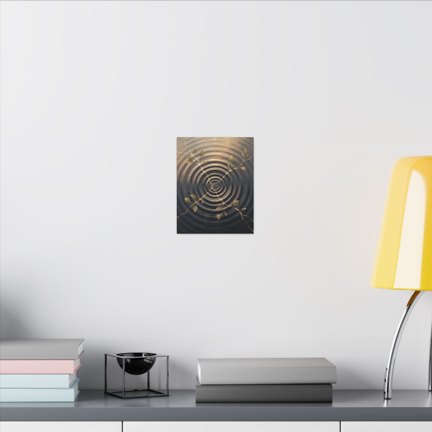 Kanso Water Ripple Canvas Art - Kintsugi Gold Vein