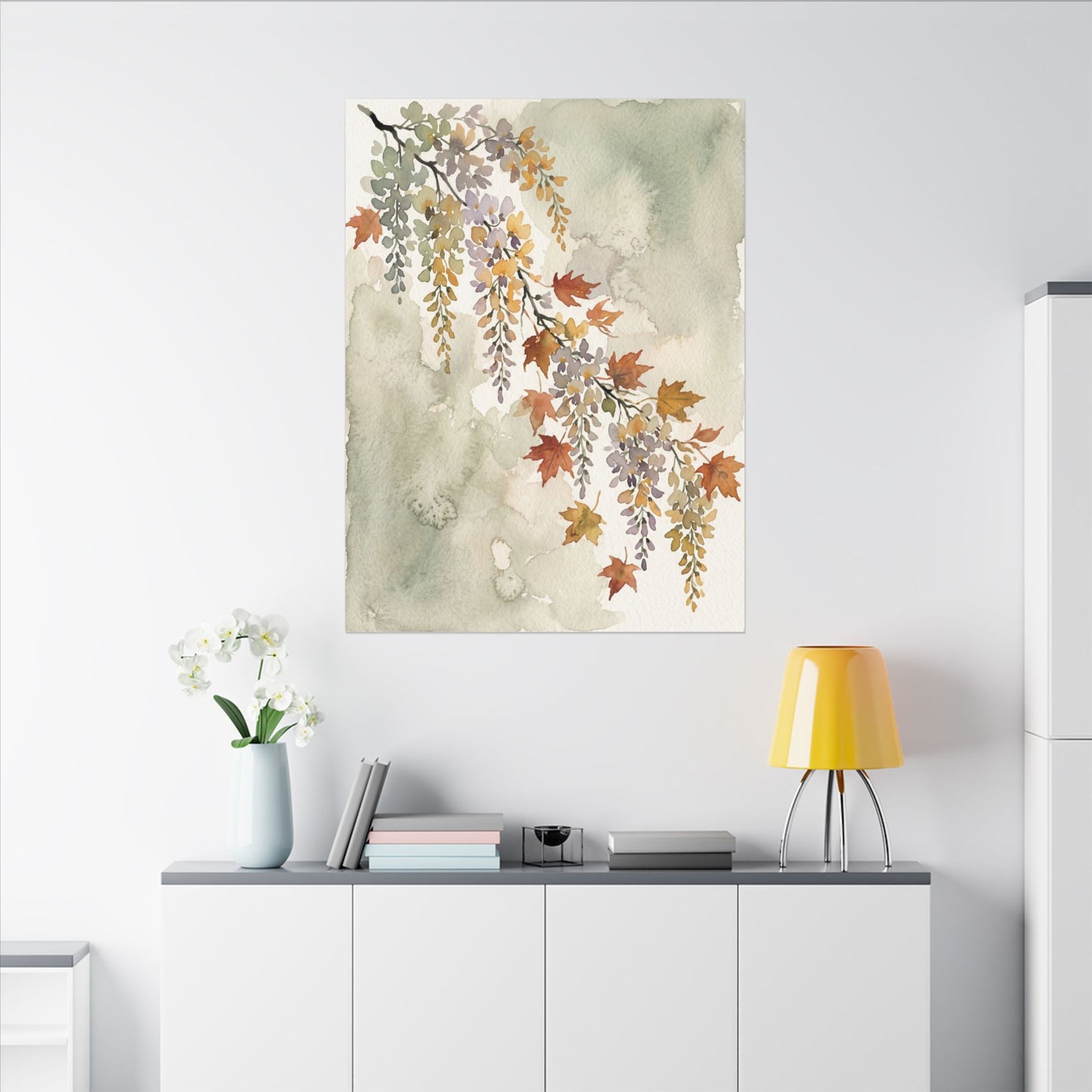 Ma Wisteria Canvas Art - Japandi Watercolor