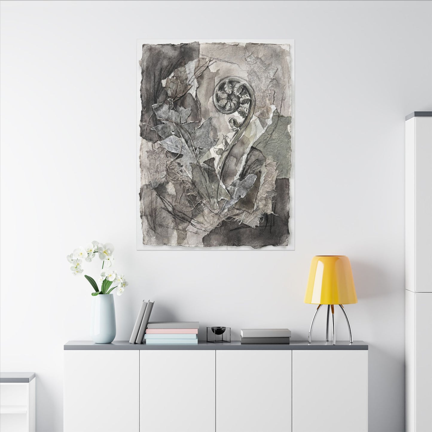 Japandi Fern Unfurling in Overcast | Texture Canvas Art