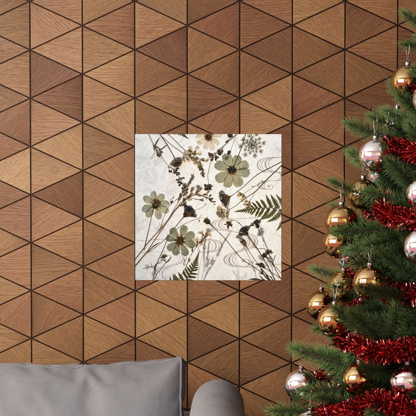 Kanso Dried Flowers Wall Art Print - Japandi Japanese Pattern