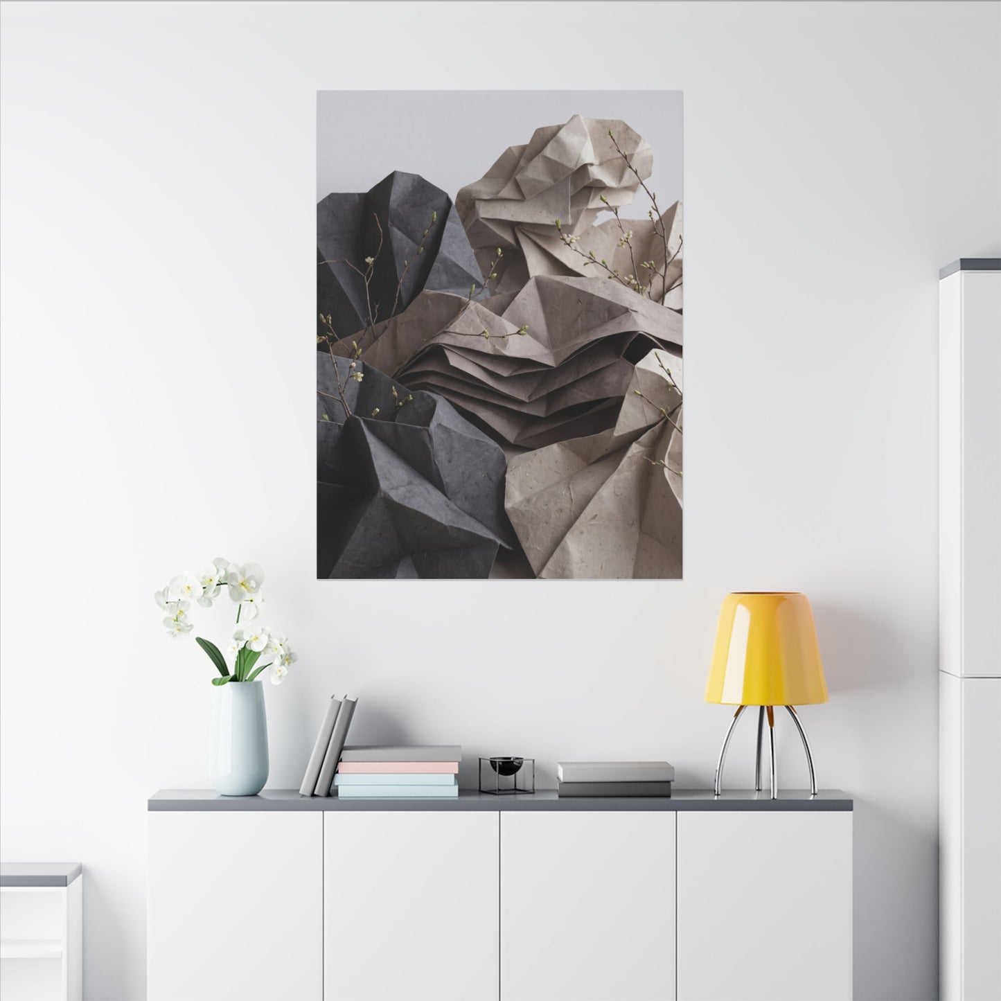 Neutral Paper Fold Canvas Art - Texture Japandi