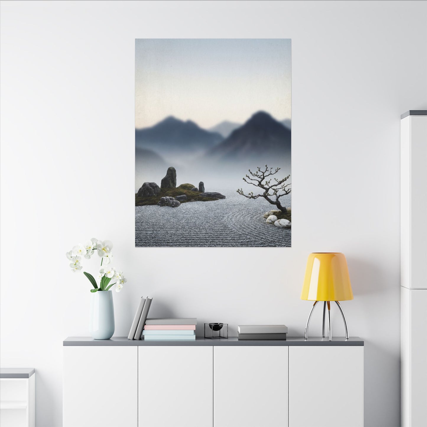 Mountain Mist Karesansui Canvas Art | Contemplative Zen Art