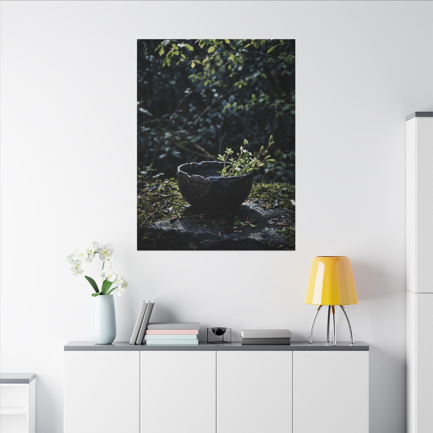 Dappled Ceramic Bowl Canvas Art - Dark Japandi Datsuzoku