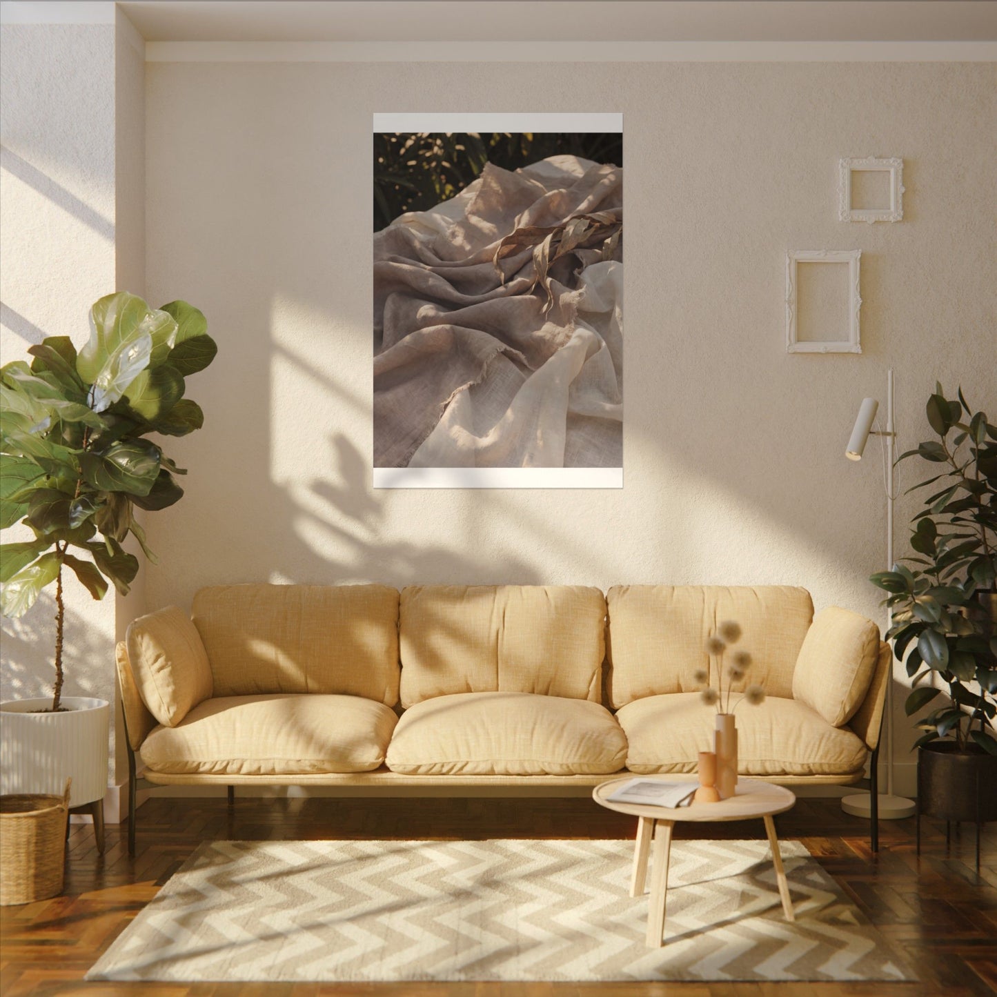 Silk Drape Summer Canvas Art | Japandi Neutral Design