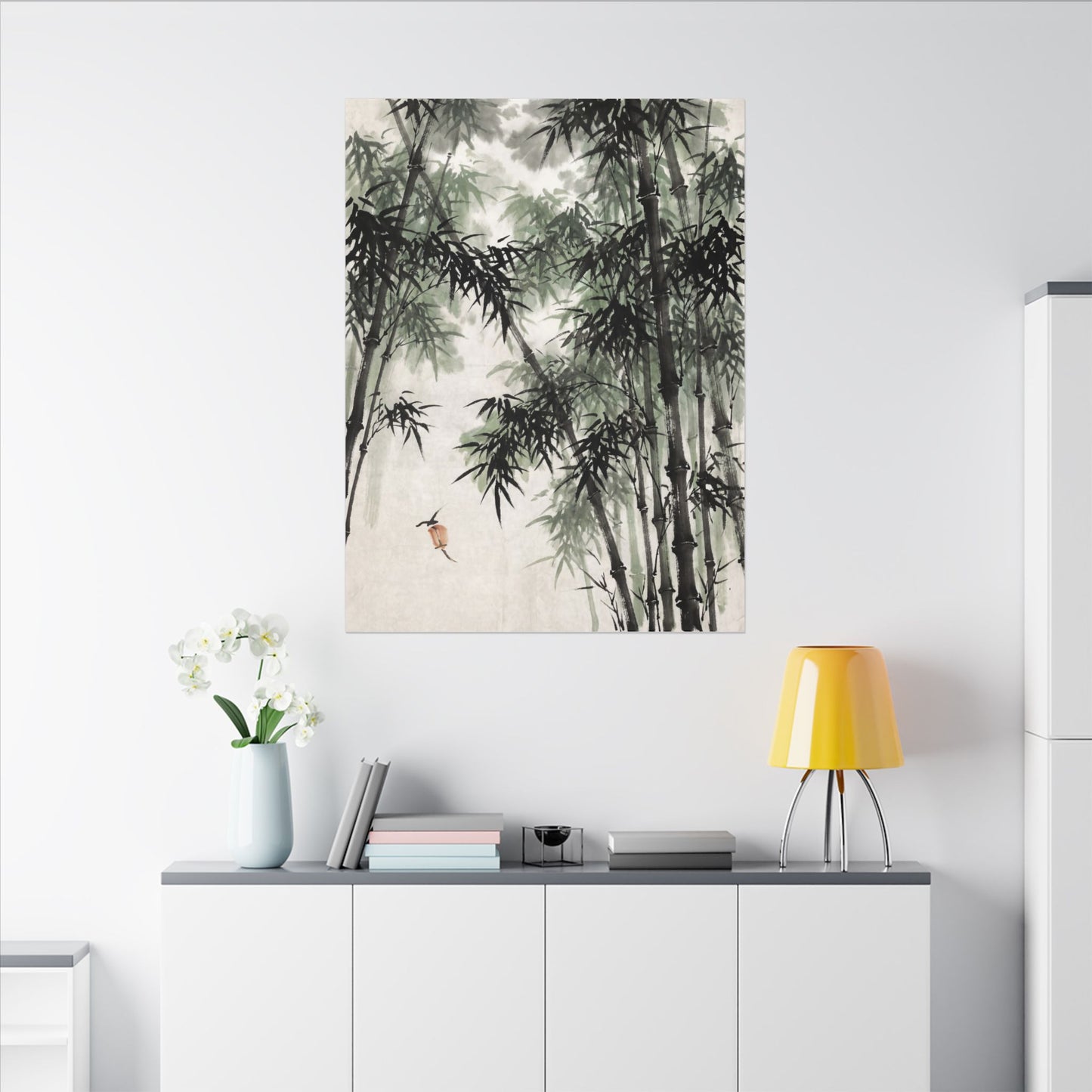 Zen Bamboo Grove in Overcast | Sumi E Canvas Art