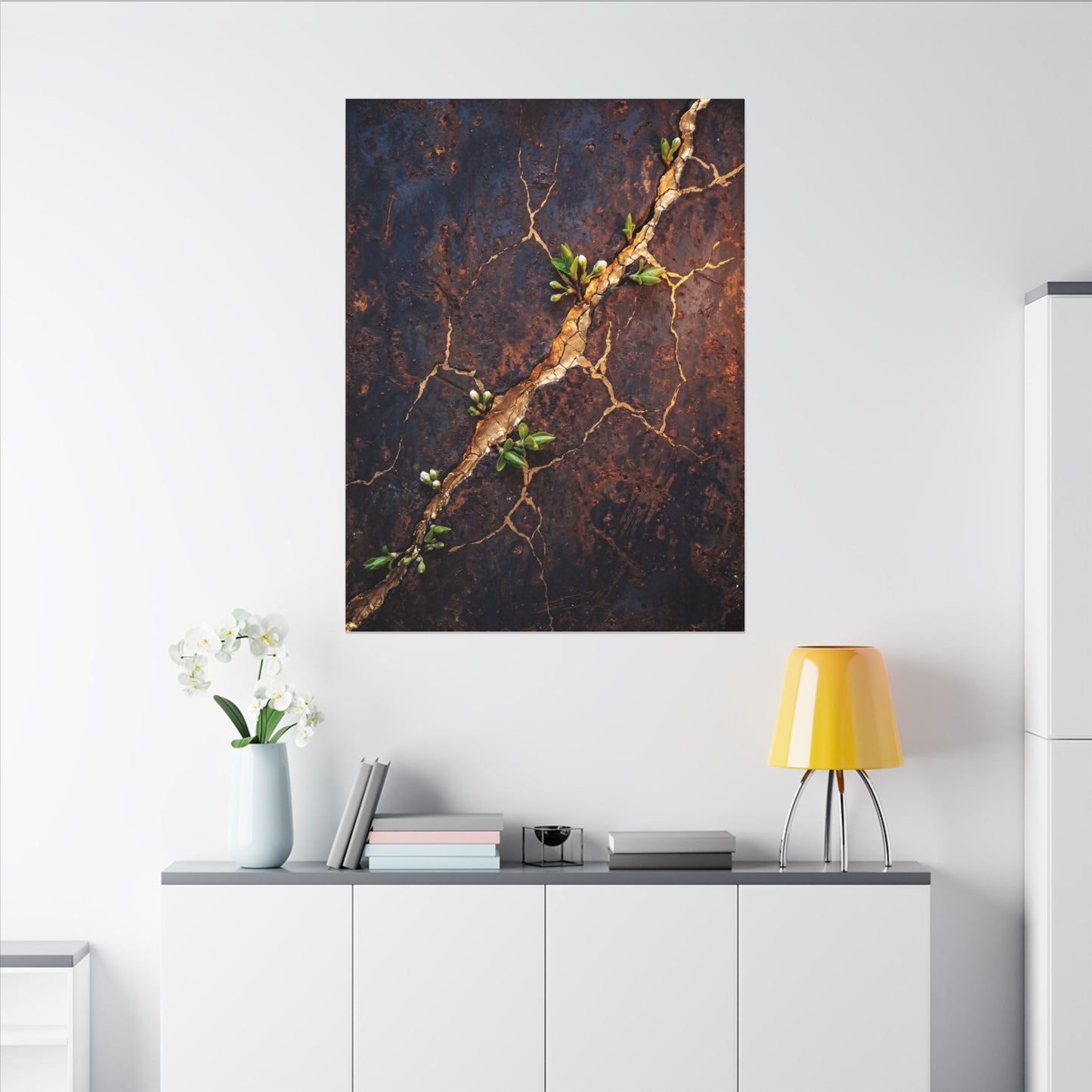 Rust Patina Spring Canvas Art | Kintsugi Resilient Design