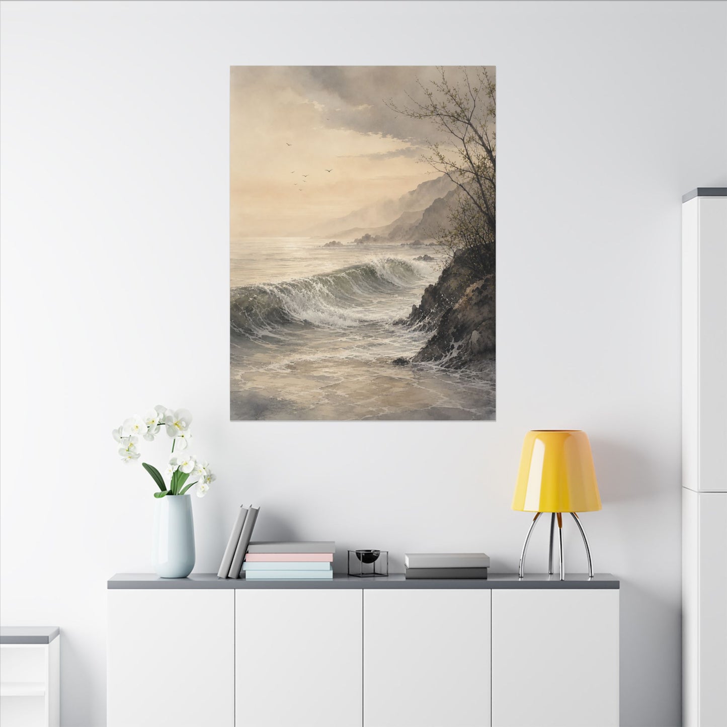 Ocean Wave Spring Canvas Art | Japandi Elegant Design