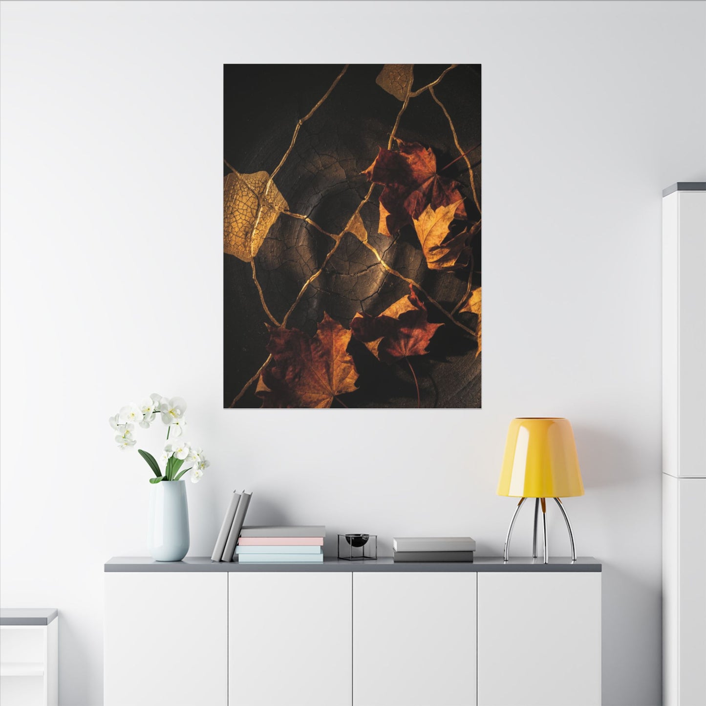 Resilient Shadow Play Canvas Art - Crackle Gold Kintsugi